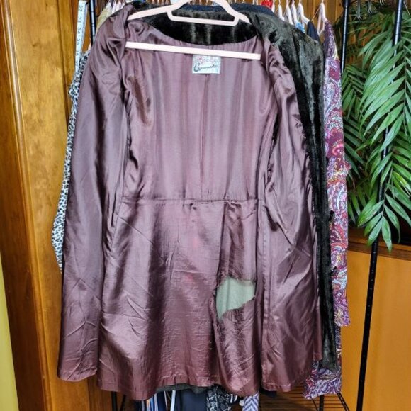 *RARE* GRAFF CALIFORNIA WEAR Vintage Crushed Velvet Coat Chocolate Brown… - Picture 7 of 9
